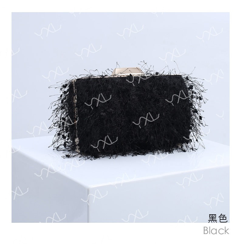 Elegance Feathered Tassel Evening Clutch & Crossbody
