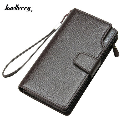 Executive Textured Leather Wristlet Clutch Wallet