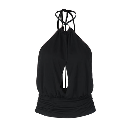 Ring Detail Cut-Out Halter Crop Top