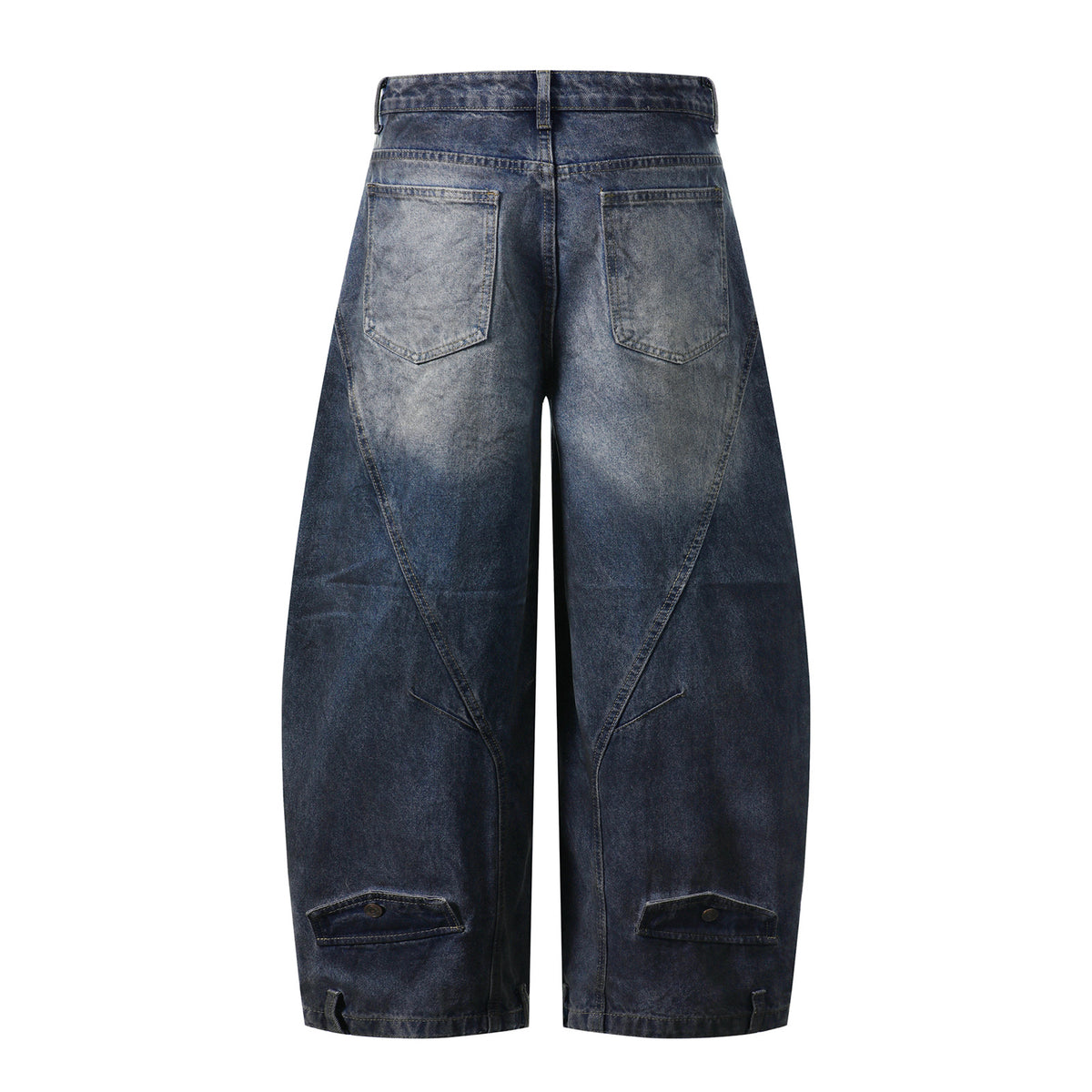 Vintage Sun-Faded Paneled Wide-Leg Denim Trousers