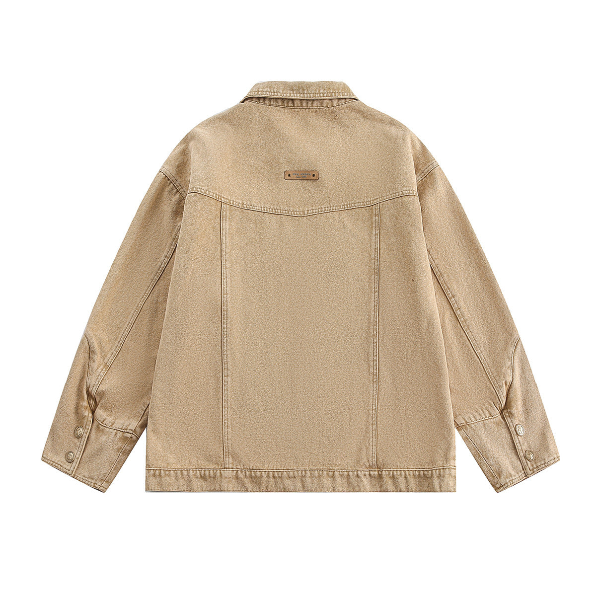 Khaki Celestial Sun Embroidered Denim Jacket
